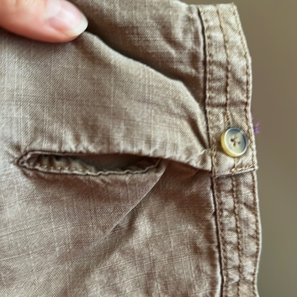 Coldwater Creek linen brown. Quarter length sleeve